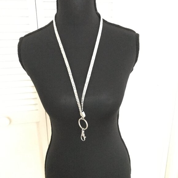 💎 3-Pack Rhinestone Lanyard Bundle — Silver, Blue & Black Sparkle – NWOT - Picture 2 of 9